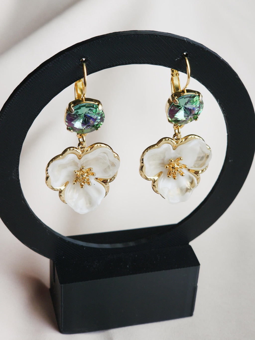 Brilliant Blooms Swarovski Crystal Flower Earrings | Handmade Gold Plated Jewelry | Wedding Jewelry | Crystal Earrings | Austrian Crystal