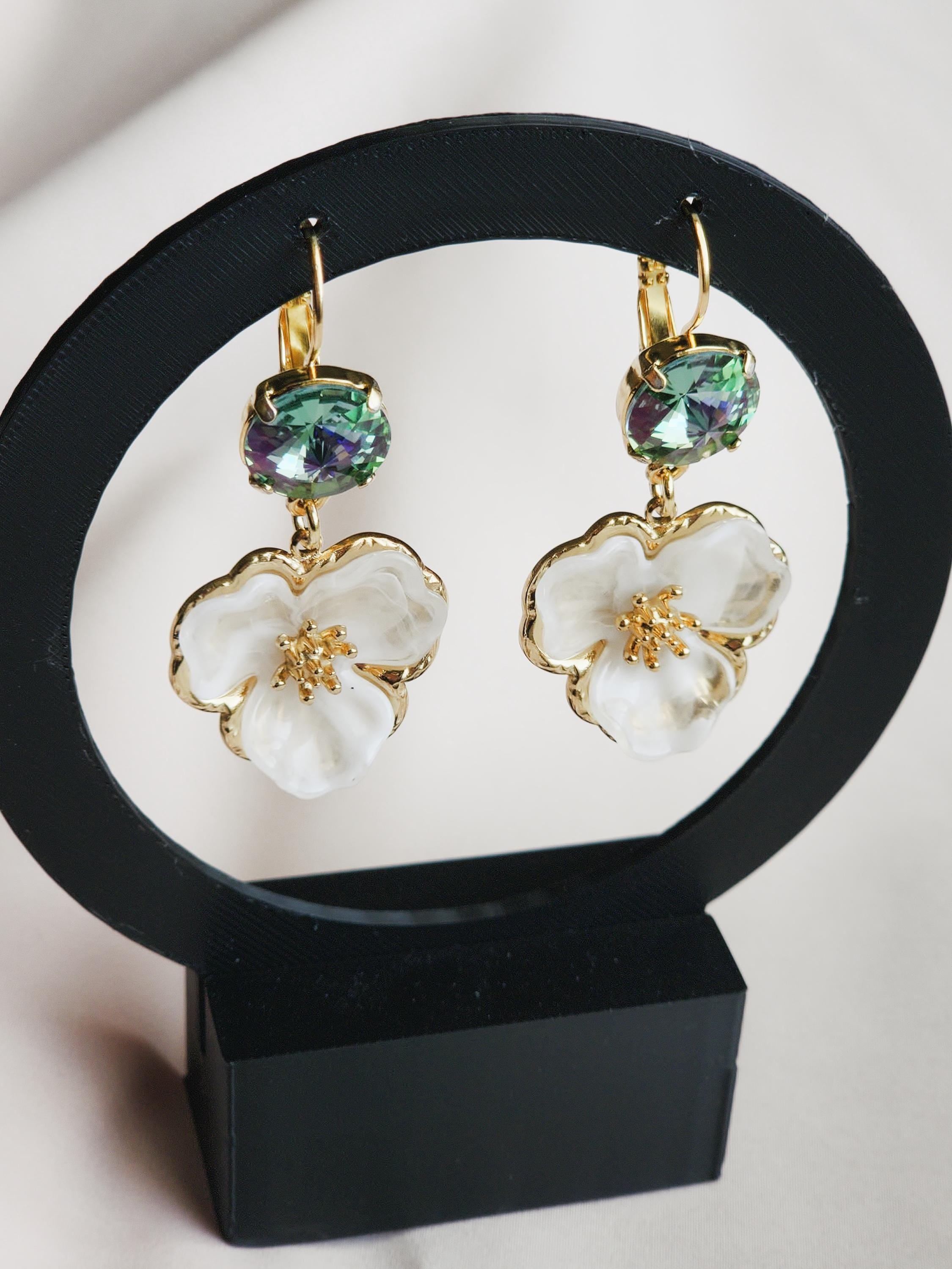 Brilliant Blooms Swarovski Crystal Flower Earrings | Handmade Gold Plated Jewelry | Wedding Jewelry | Crystal Earrings | Austrian Crystal