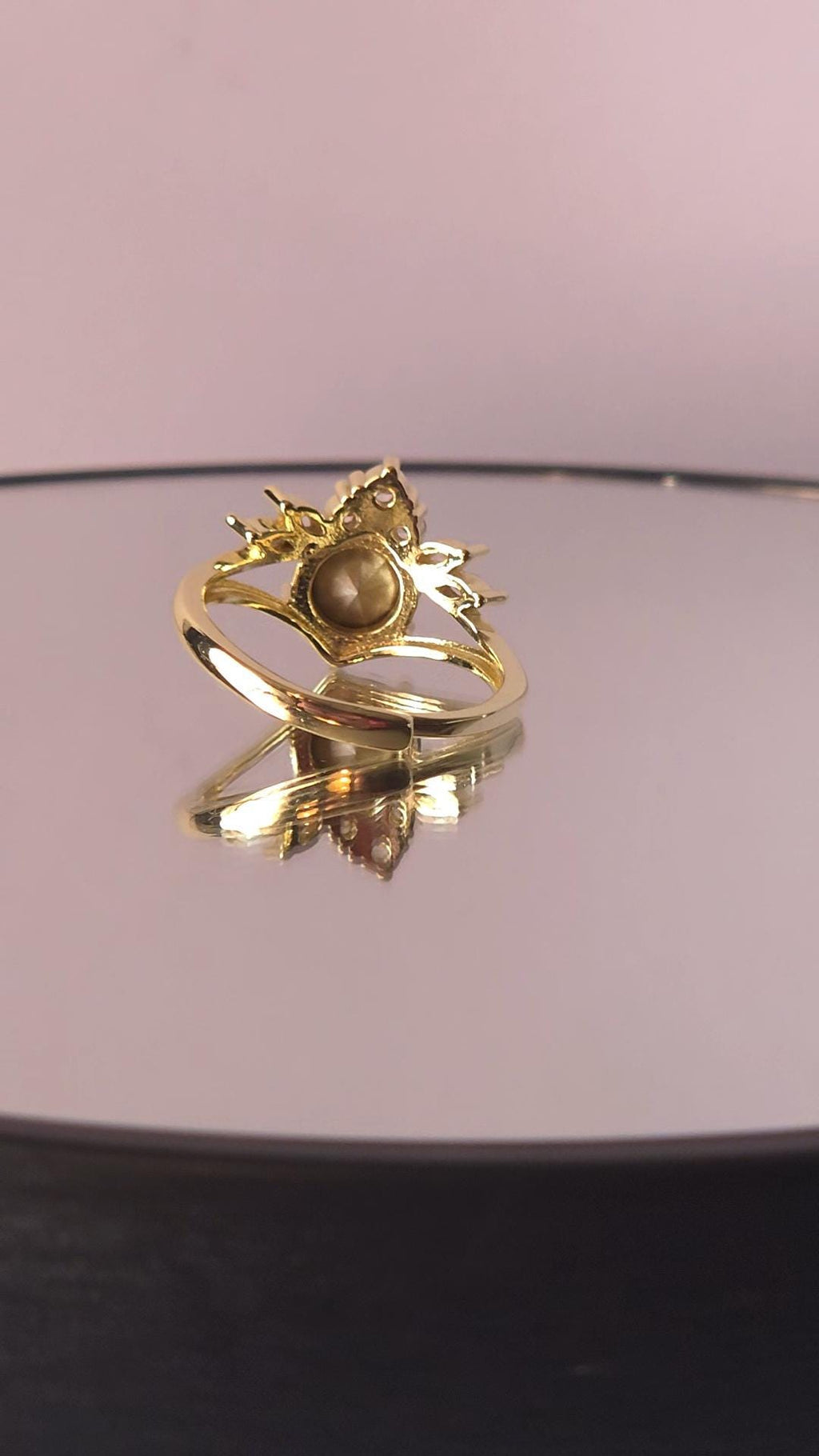 Crystal Crown Ring | Adjustable Gold Plated Cluster Ring | Genuine Swarovski Crystal, CZ Accents | Sparkling Crystal AB