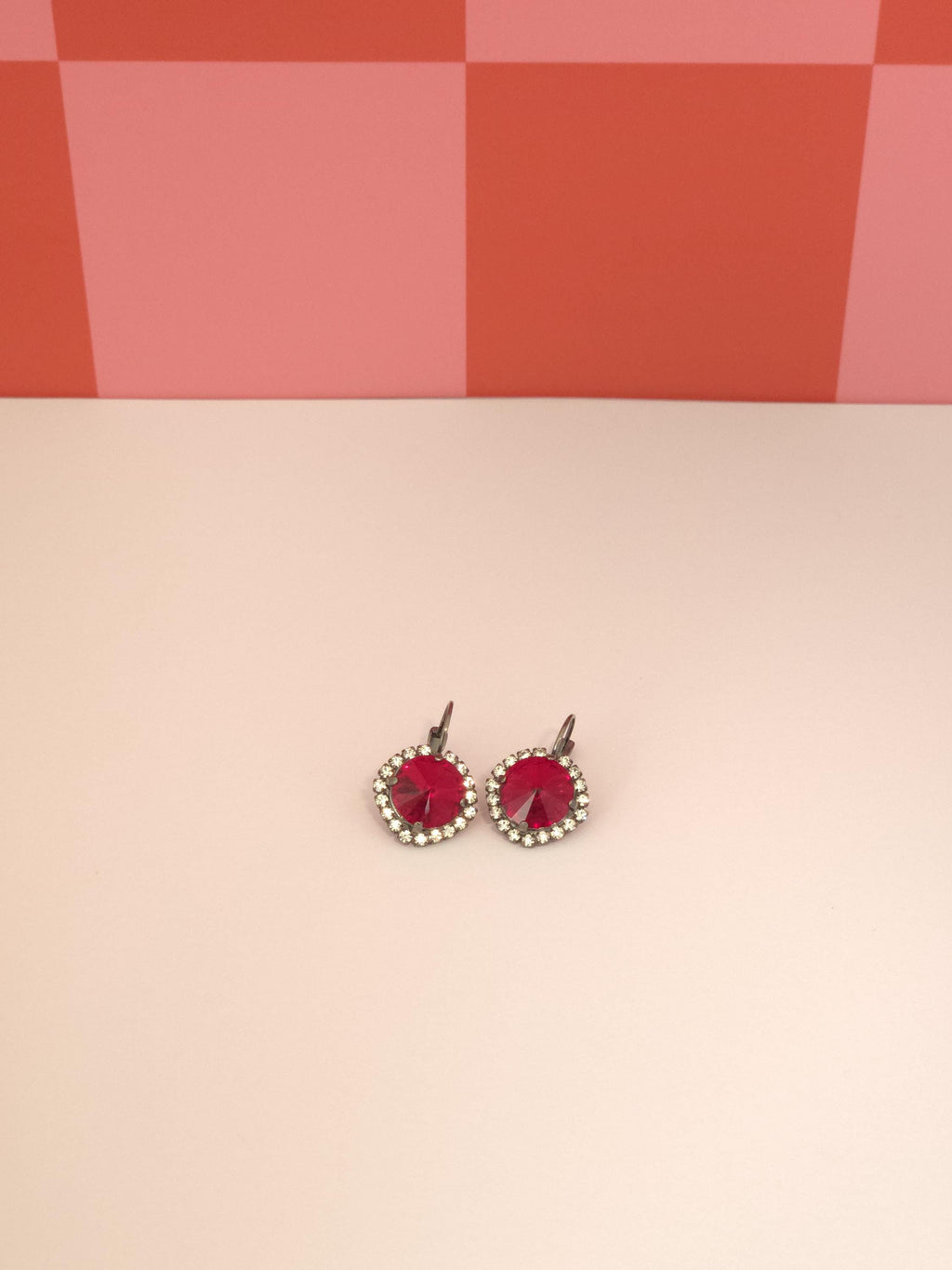 Off With Her Head Swarovski Crystal Halo Earrings | Handmade Black Leverback Earrings | Siam Crystal Rivoli Earrings