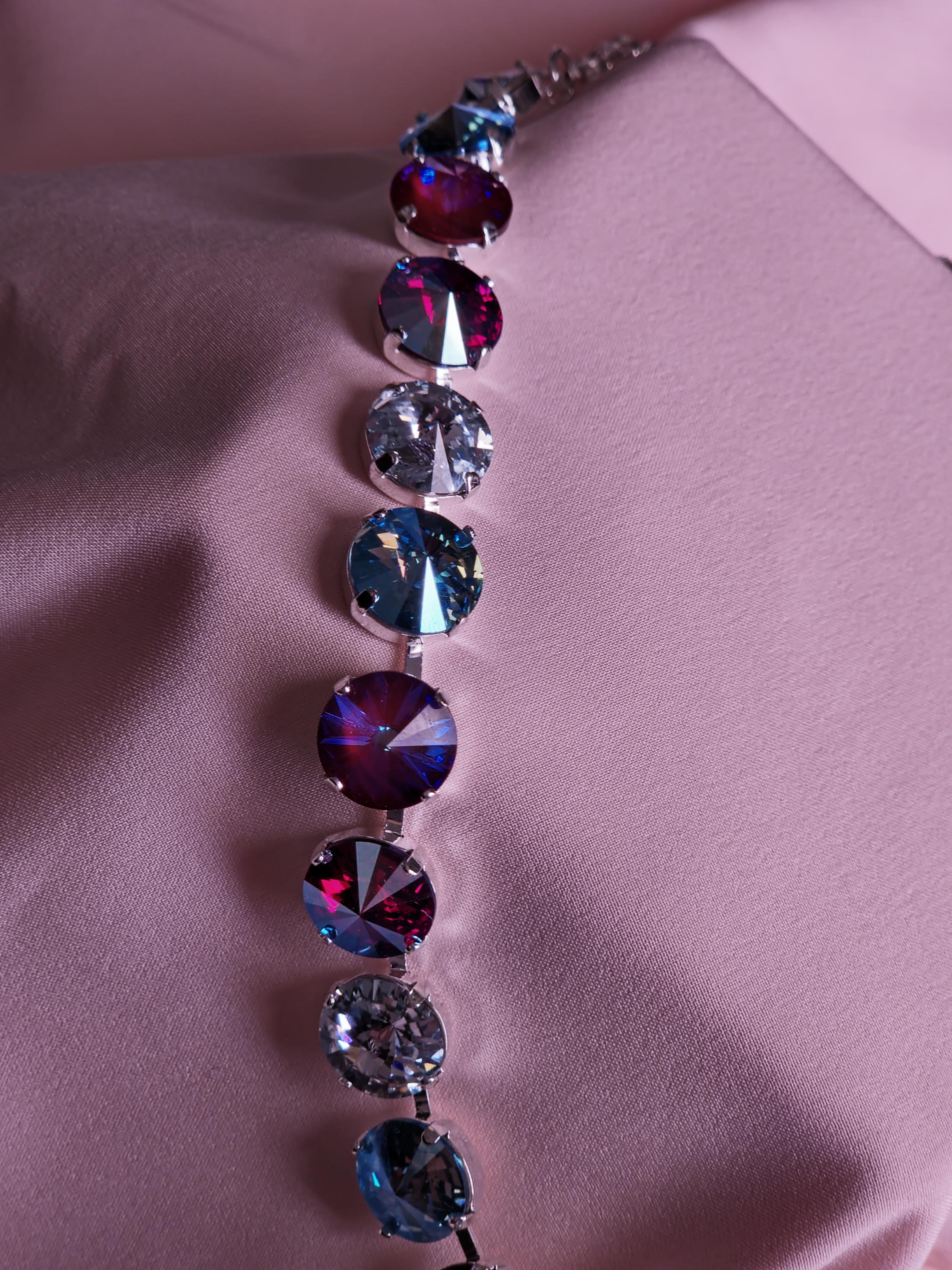 Miami Nights Swarovski Crystal Necklace | Rhodium Plated Statement Jewelry Set