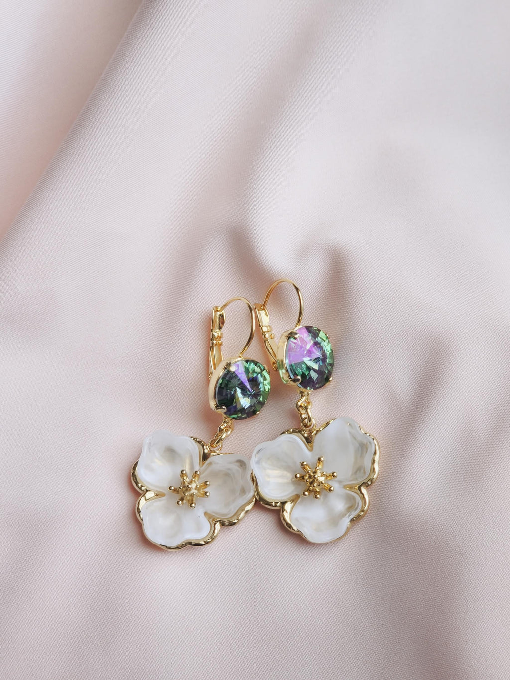 Brilliant Blooms Swarovski Crystal Flower Earrings | Handmade Gold Plated Jewelry | Wedding Jewelry | Crystal Earrings | Austrian Crystal