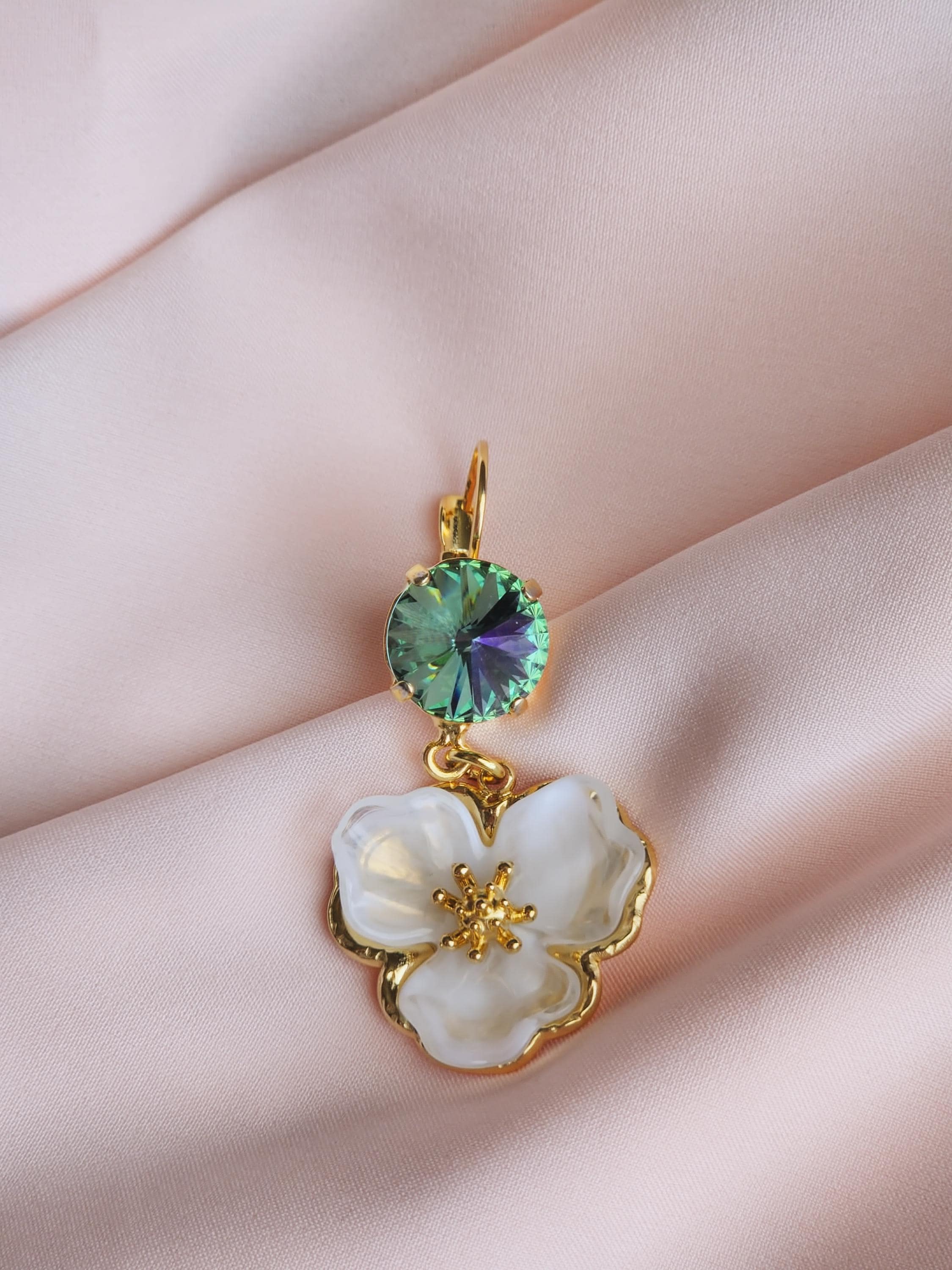 Brilliant Blooms Swarovski Crystal Flower Earrings | Handmade Gold Plated Jewelry | Wedding Jewelry | Crystal Earrings | Austrian Crystal