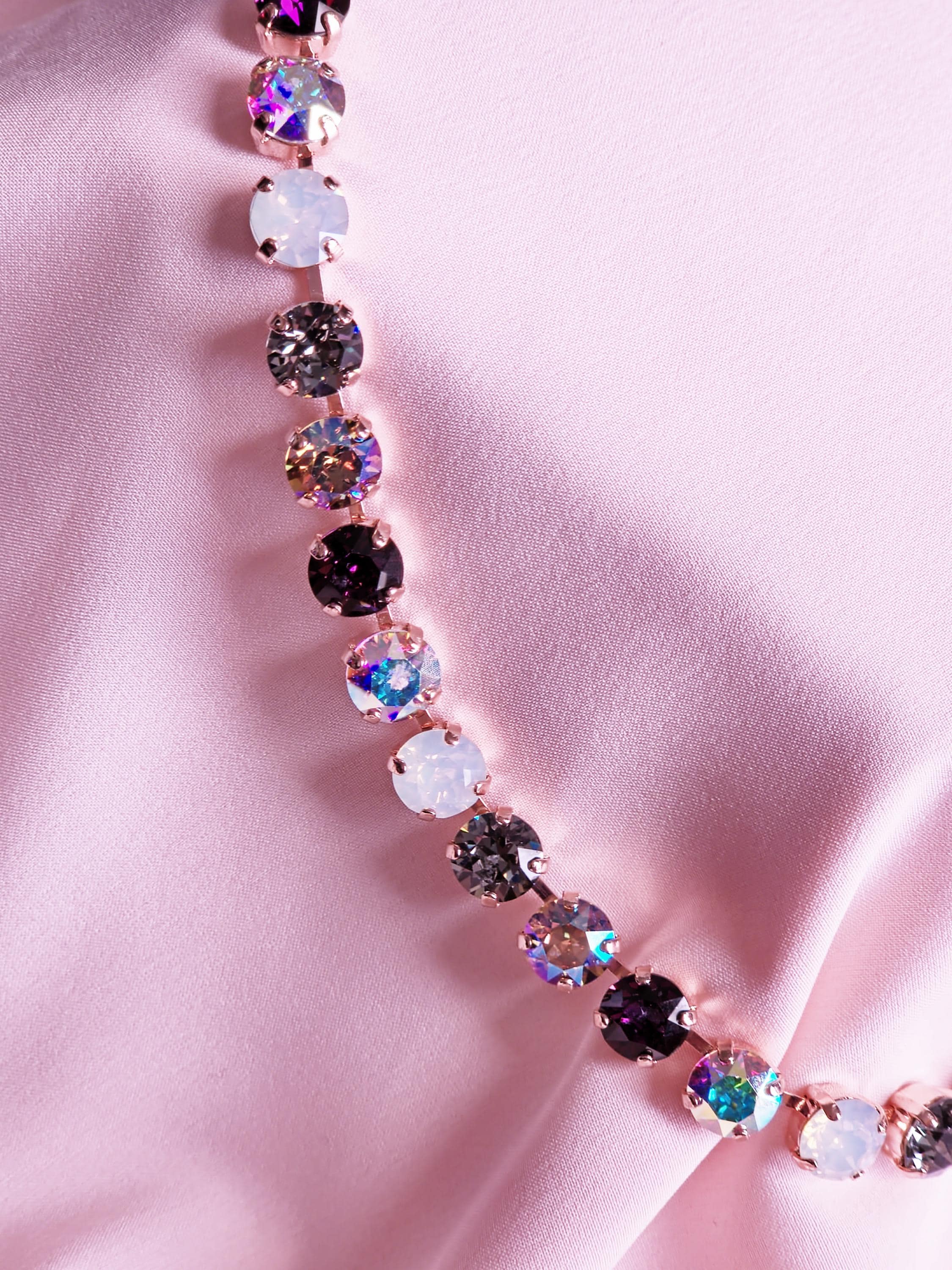 Swarovski Crystal Necklace | Rose Gold Statement Choker | Amethyst, Black Opal, Aurora Borealis
