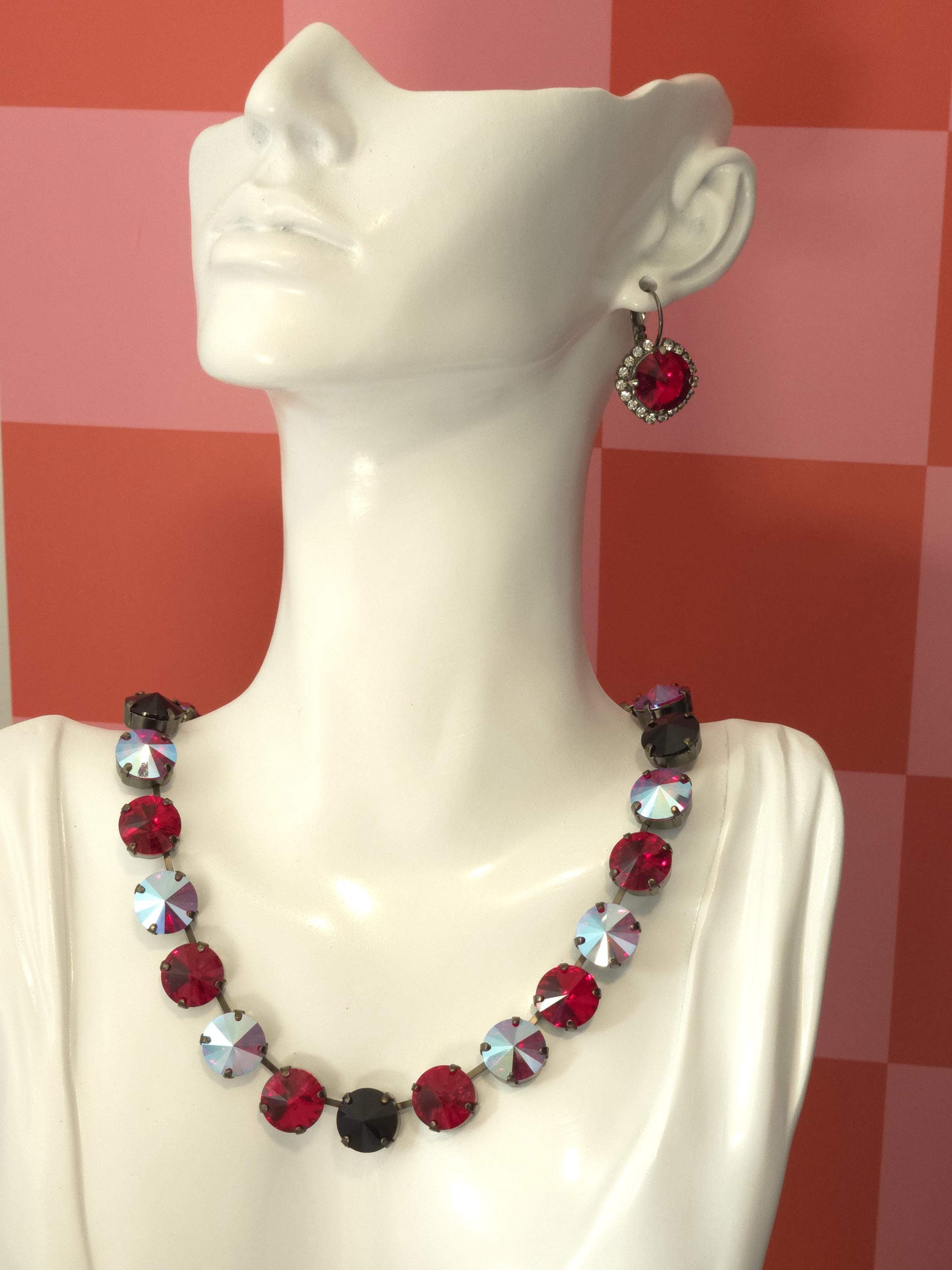Off With Her Head Swarovski Crystal Necklace | Handmade Black Statement Necklace | Siam & Jet Crystal Rivoli Choker