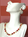 Unbirthday Swarovski Crystal Necklace | Handmade Gold Plated Statement Necklace | Crystal AB Ruby & Siam Cup Chain Choker