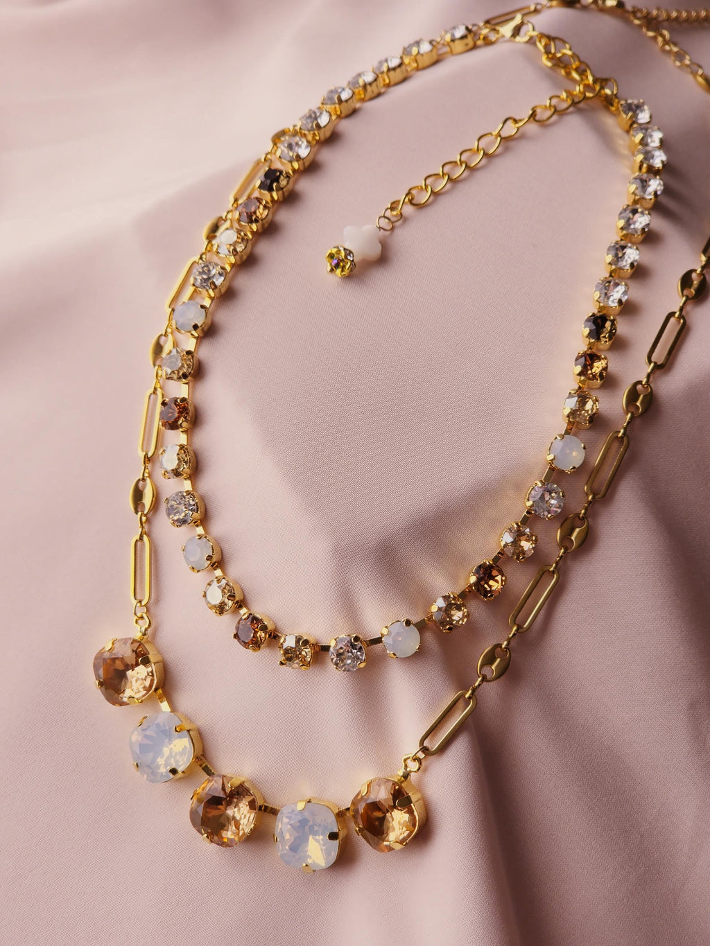 Champagne Toast Austrian Crystal | Colorado Topaz White Opal Necklace | Crystal Choker | Gold Plated Necklace Earrings | Rhinestone Jewelry