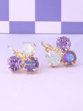 Trio Crystal Leverback Earrings | 8mm Austrian Stones, Gold Plated Finish