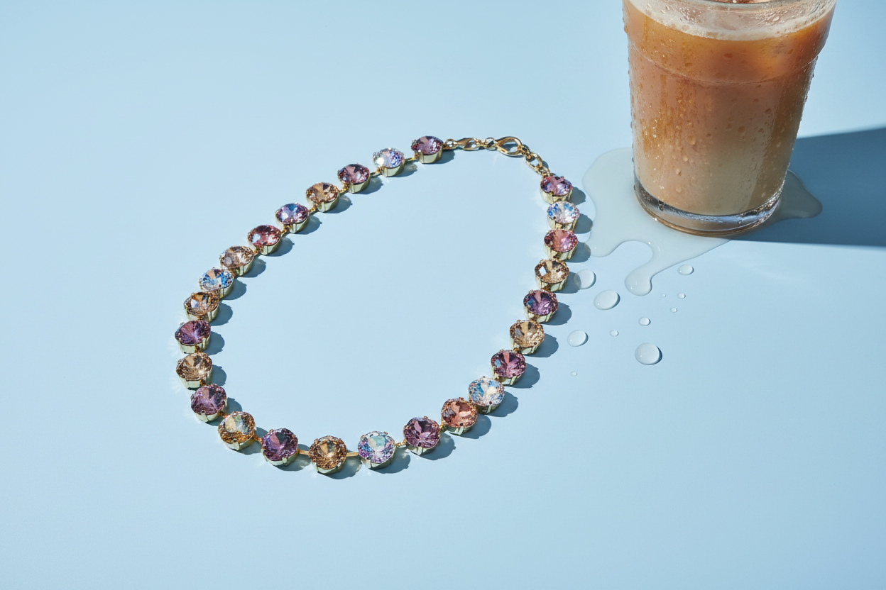 Iridescent Necklace Iced Coffee Editorial