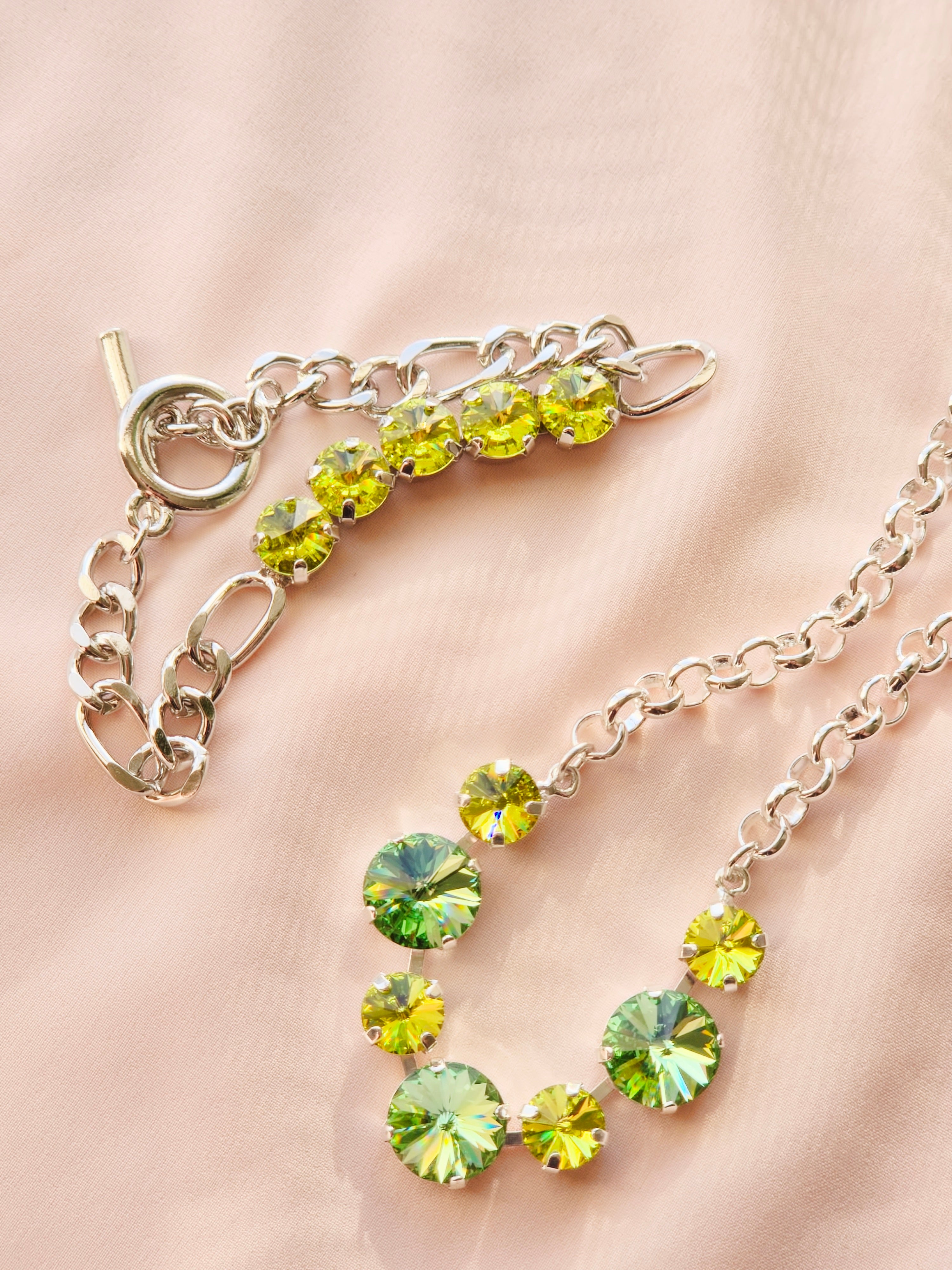 Rhodium Toggle Bracelet – Citrus Green Swarovski Crystal
